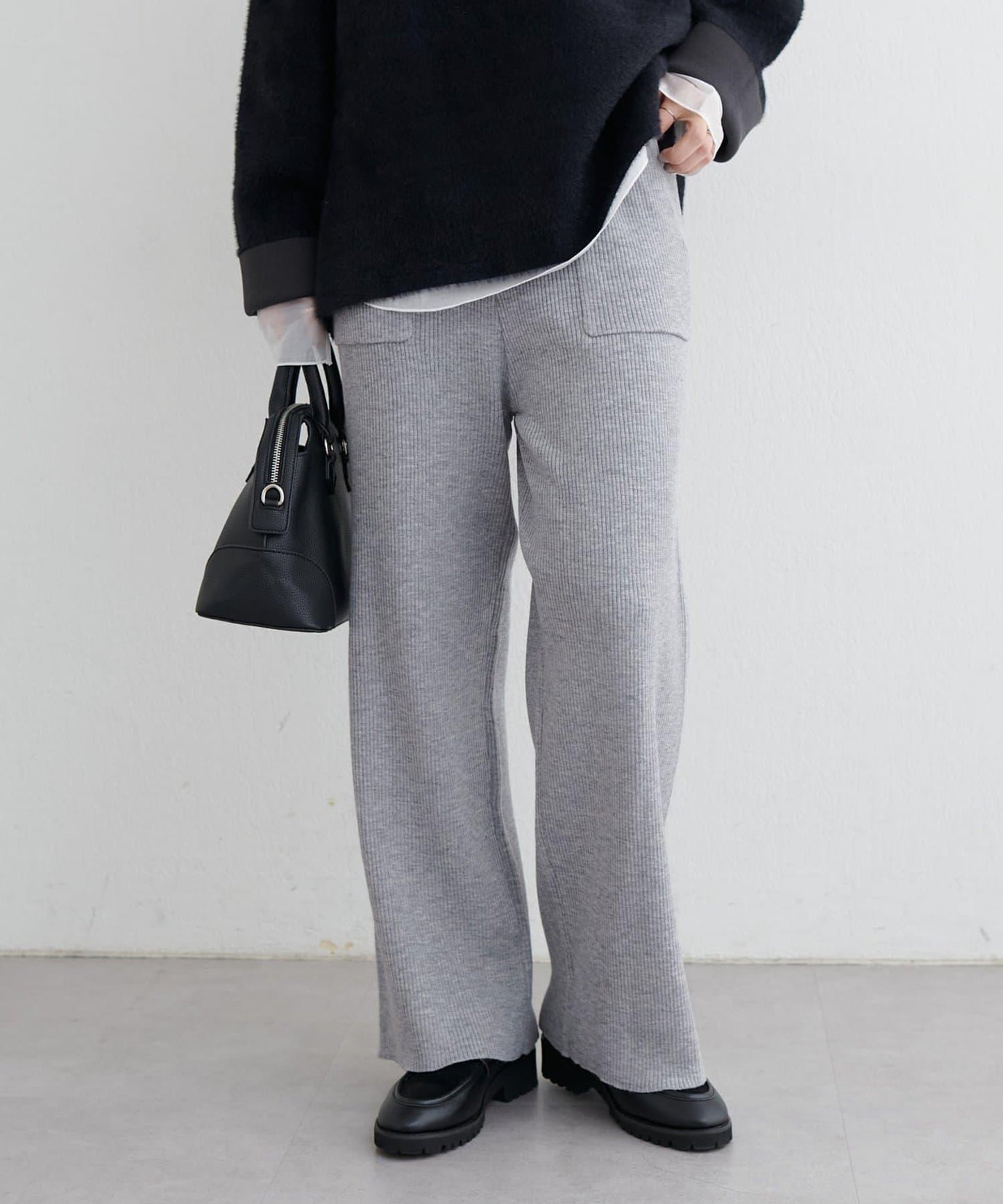 羊絨觸感羅紋針織褲