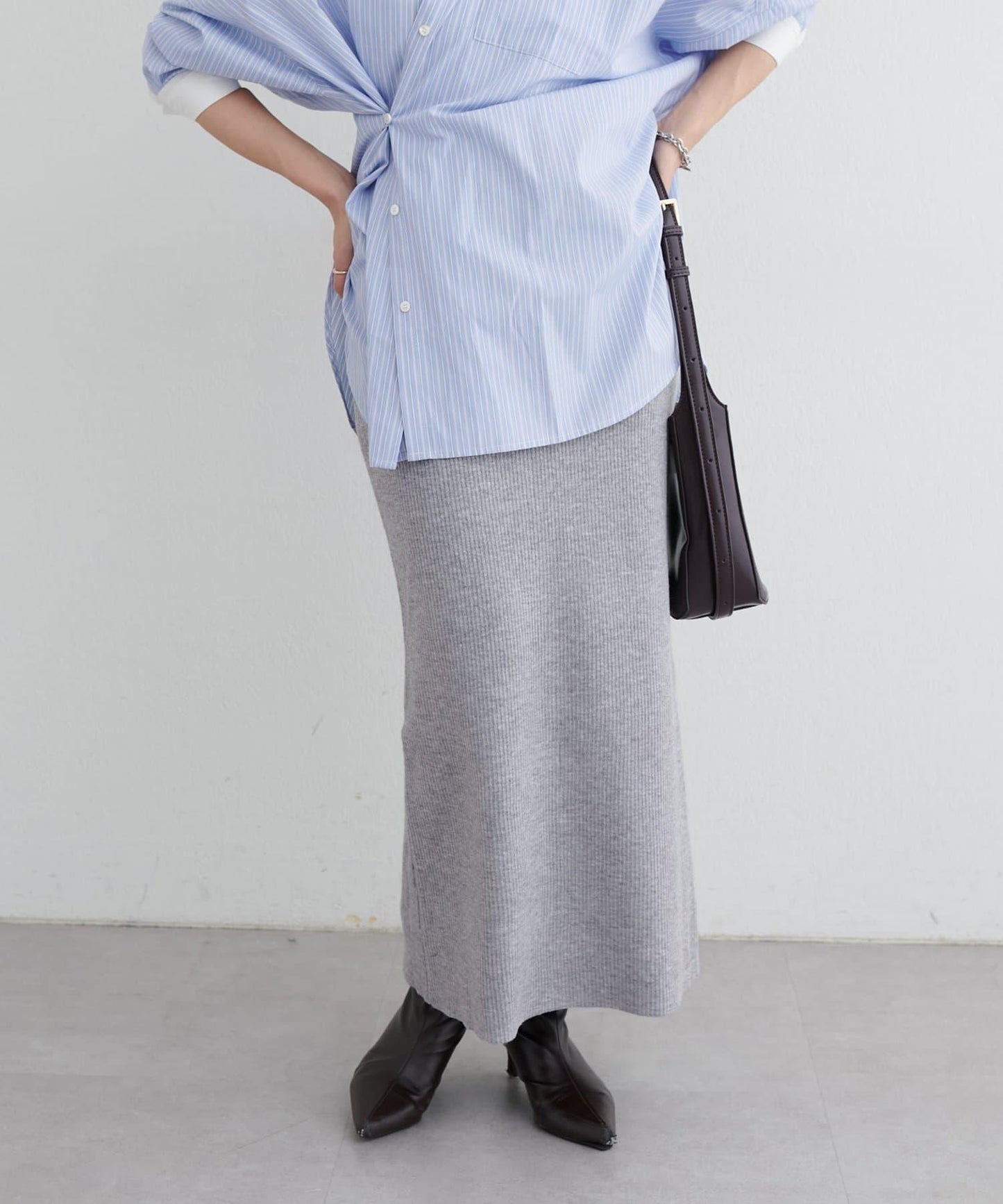 羊絨感羅紋針織半身裙