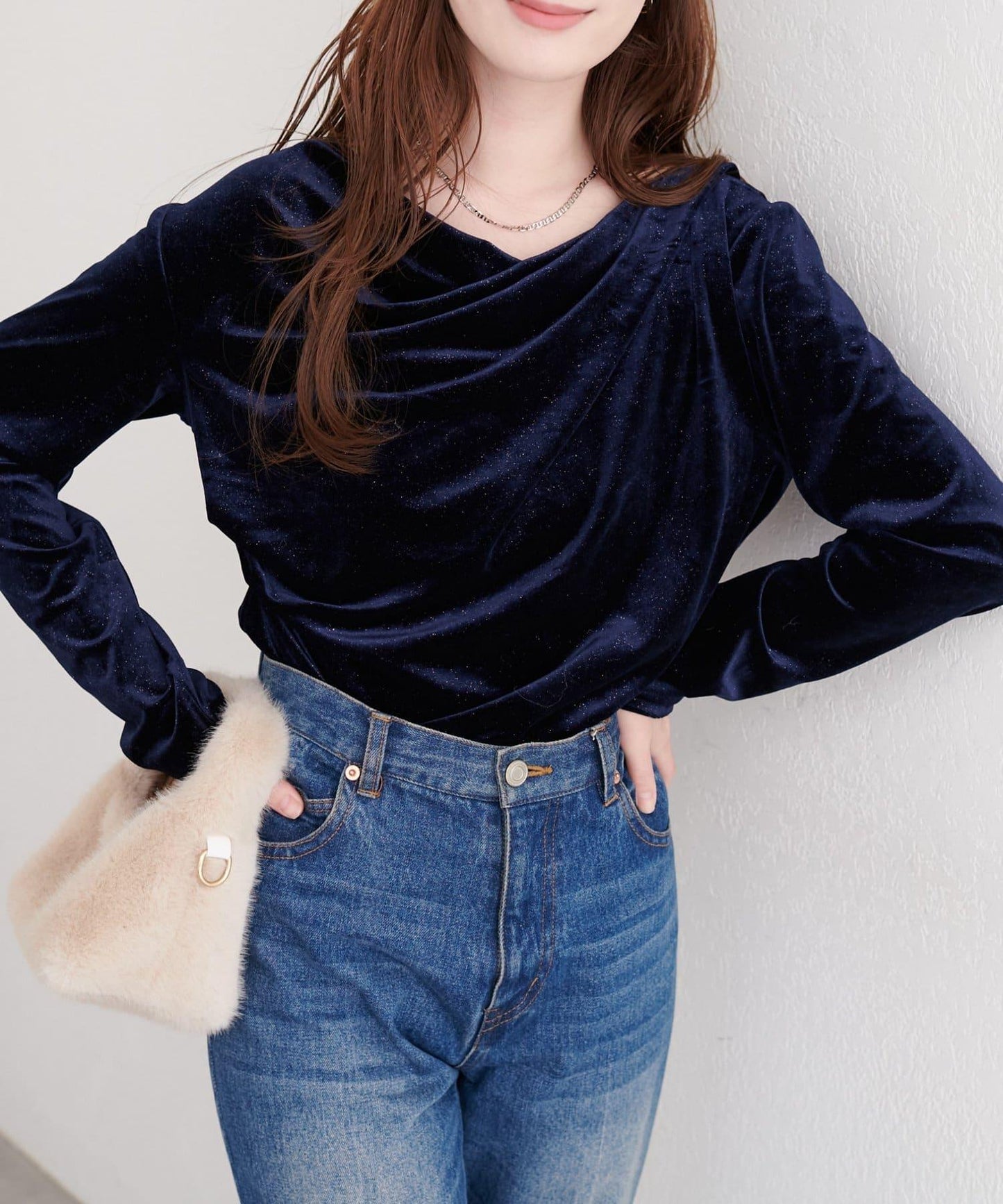 亮片天鵝絨垂墜感套頭衫