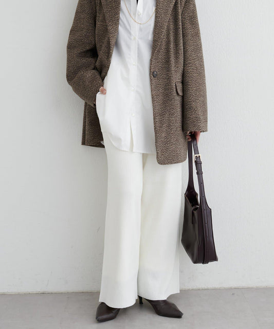 羊絨觸感羅紋針織褲