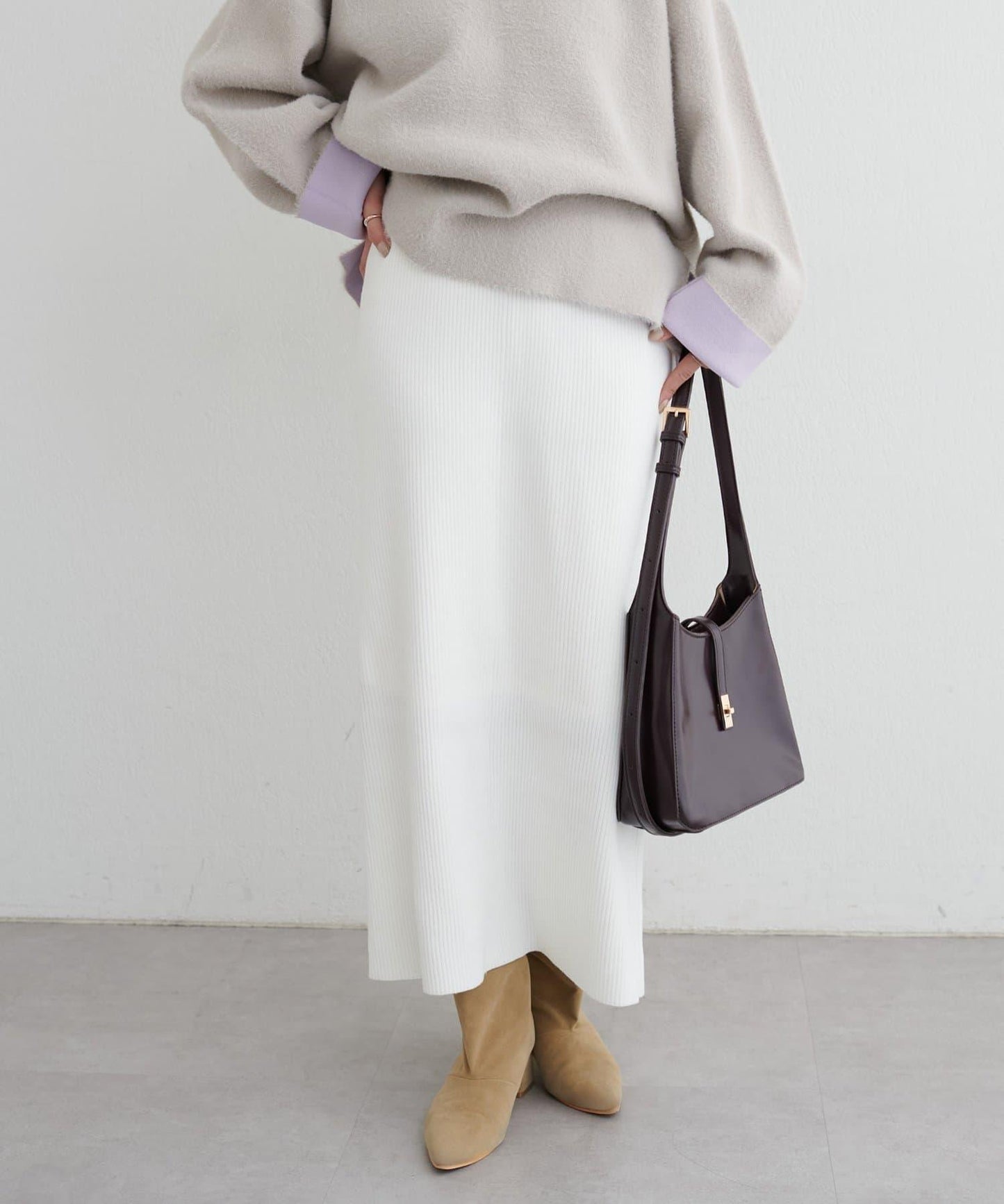 羊絨感羅紋針織半身裙