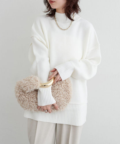 羊絨觸感雙面提花針織套頭衫