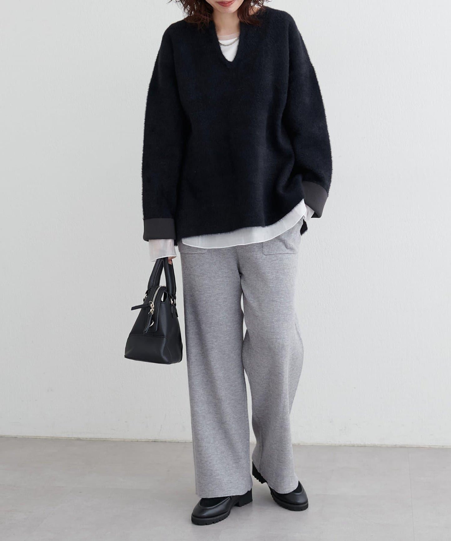 羊絨觸感羅紋針織褲