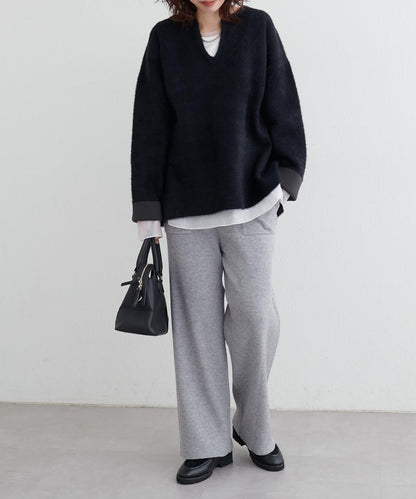 羊絨觸感羅紋針織褲