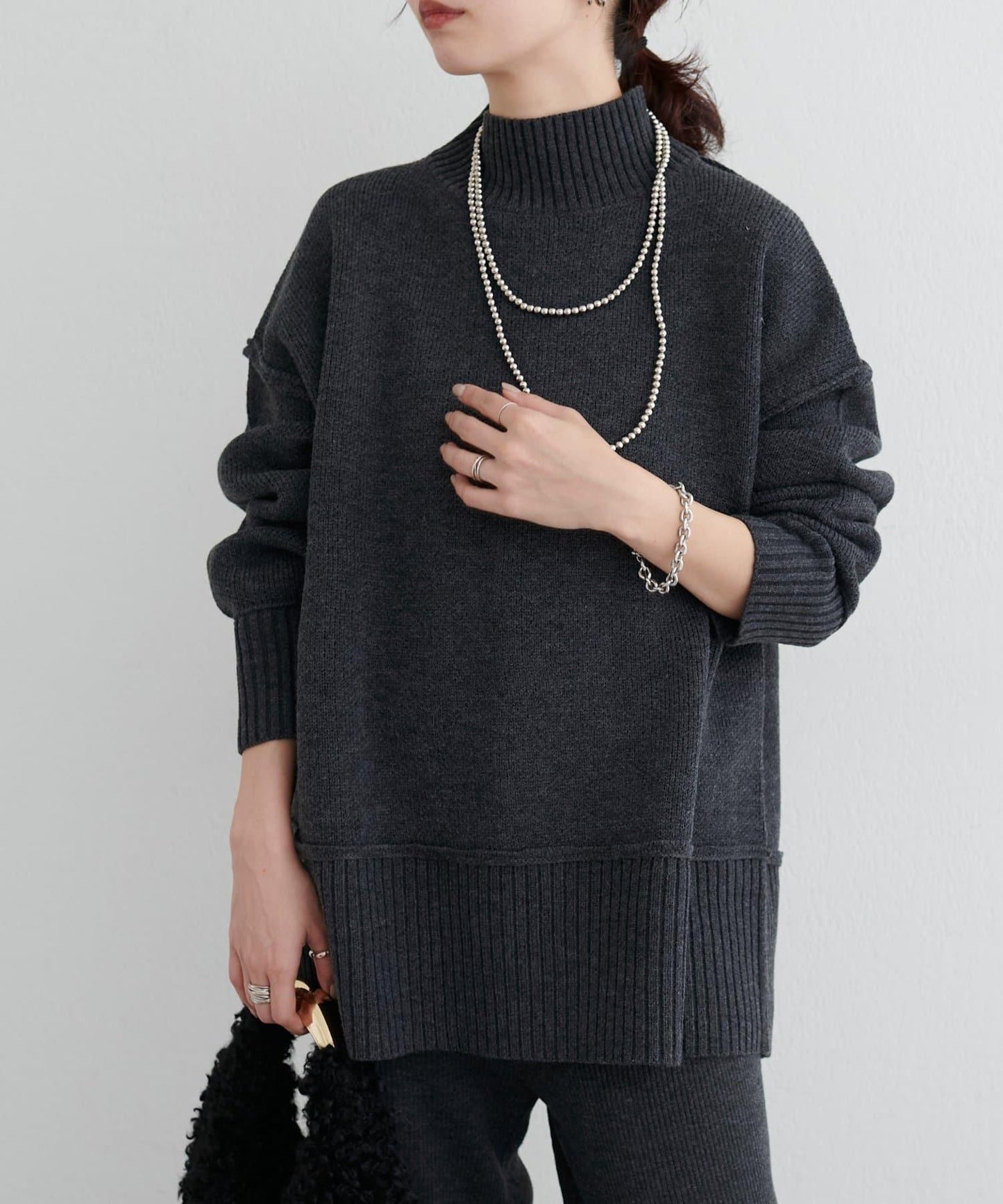 羊絨觸感雙面提花針織套頭衫