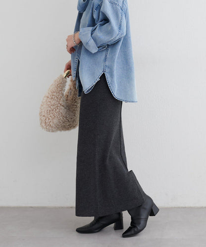 羊絨感羅紋針織半身裙