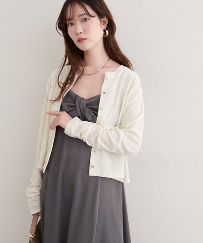 亮片天鵝絨圓領開衫