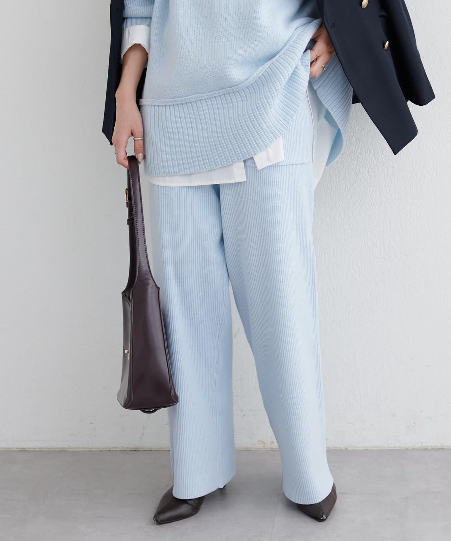 羊絨觸感羅紋針織褲