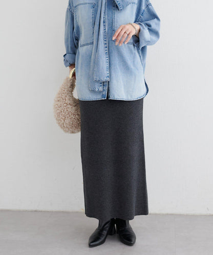 羊絨感羅紋針織半身裙