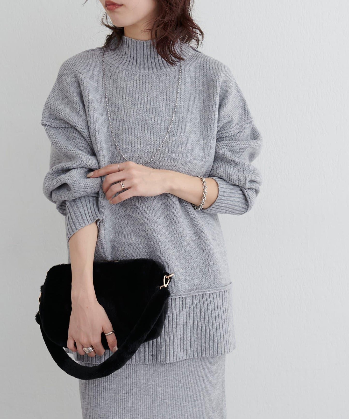 羊絨觸感雙面提花針織套頭衫