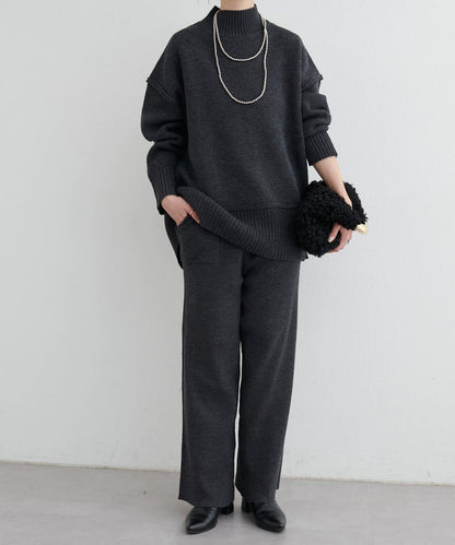 羊絨觸感羅紋針織褲