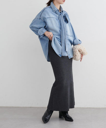 羊絨感羅紋針織半身裙