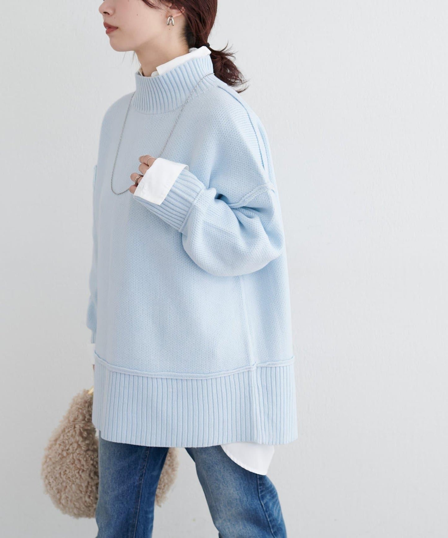 羊絨觸感雙面提花針織套頭衫