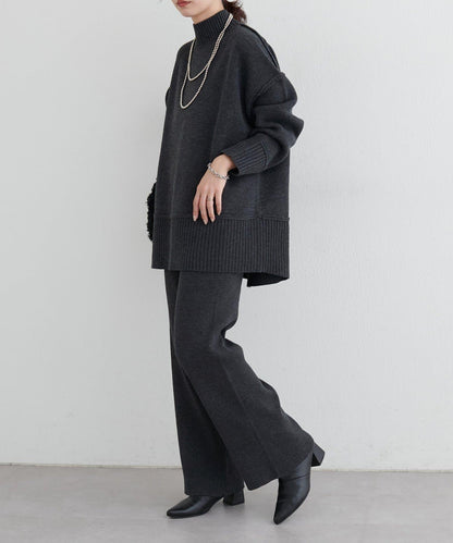 羊絨觸感羅紋針織褲