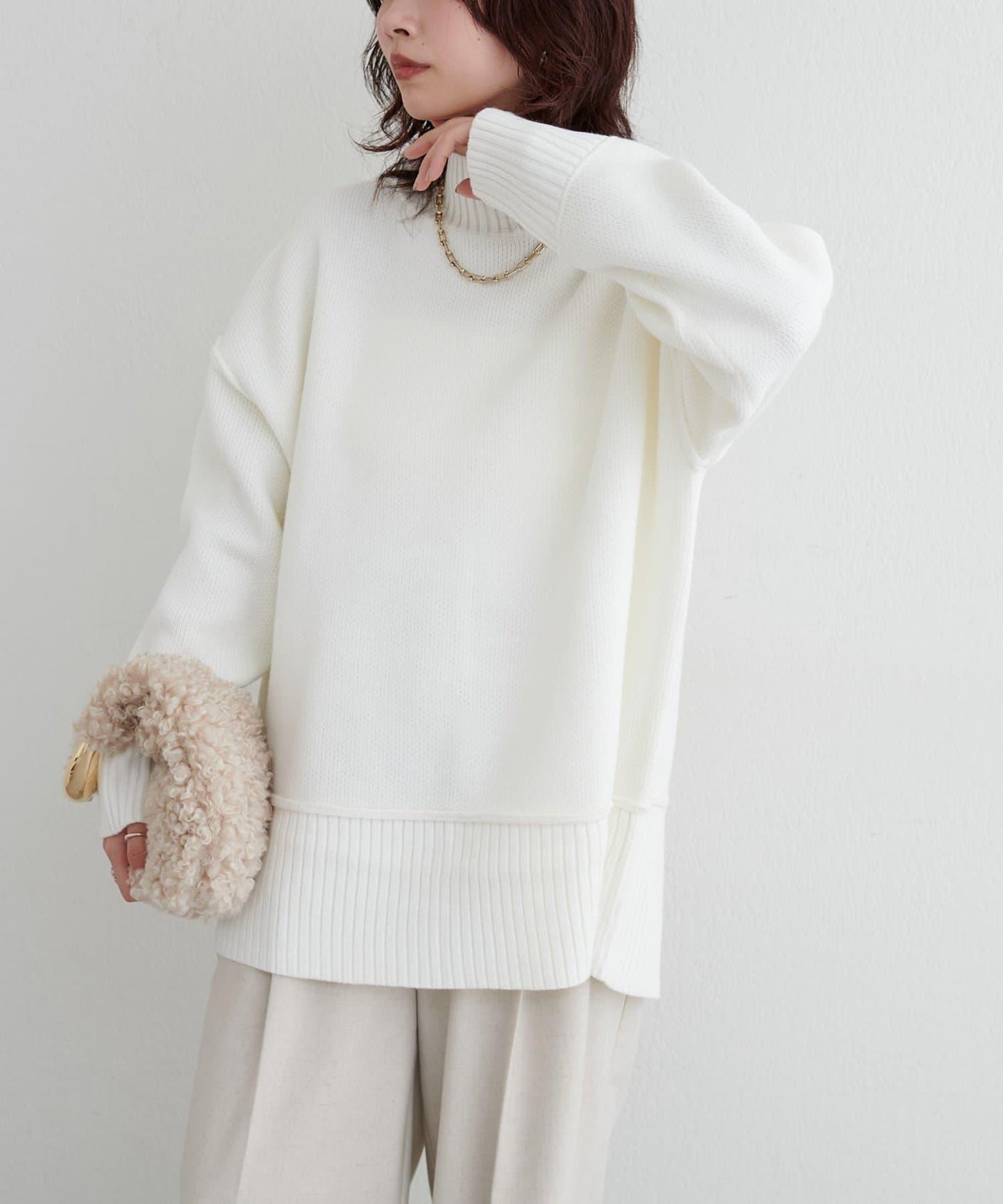 羊絨觸感雙面提花針織套頭衫