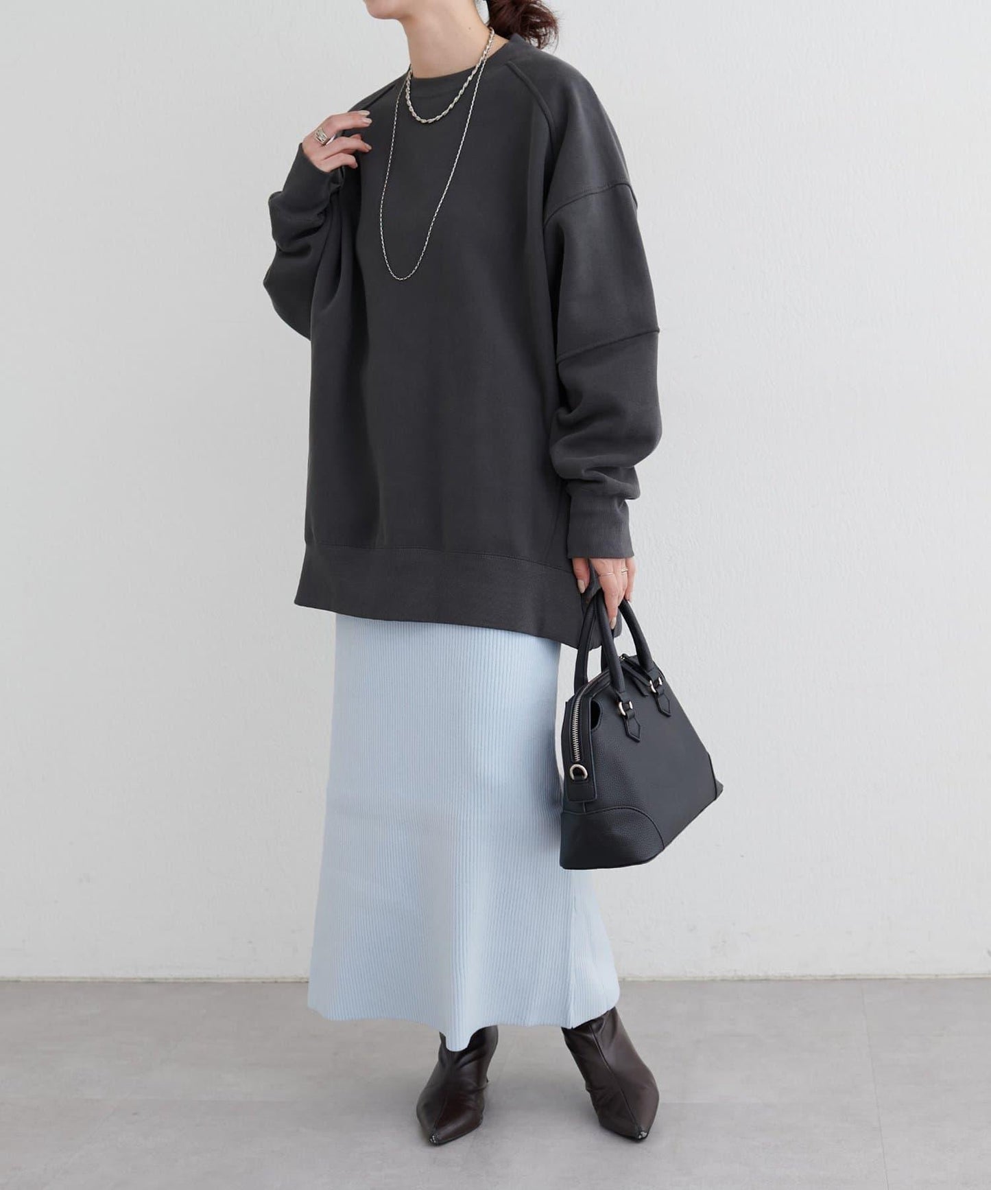 羊絨感羅紋針織半身裙