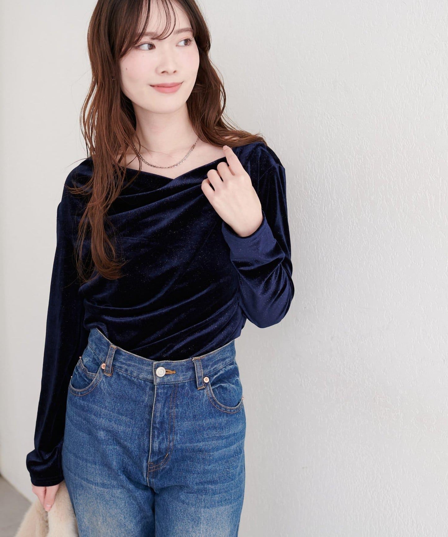 亮片天鵝絨垂墜感套頭衫