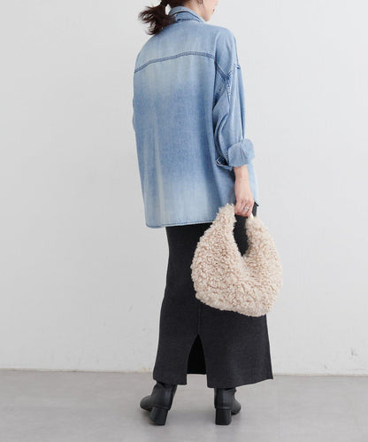 羊絨感羅紋針織半身裙