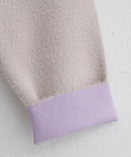 接結W面料羽毛紗針織套頭衫