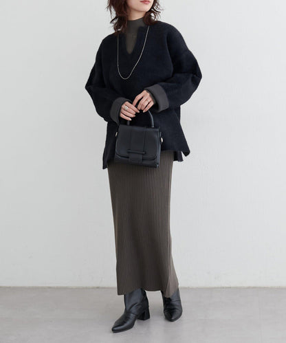 接結W面料羽毛紗針織套頭衫