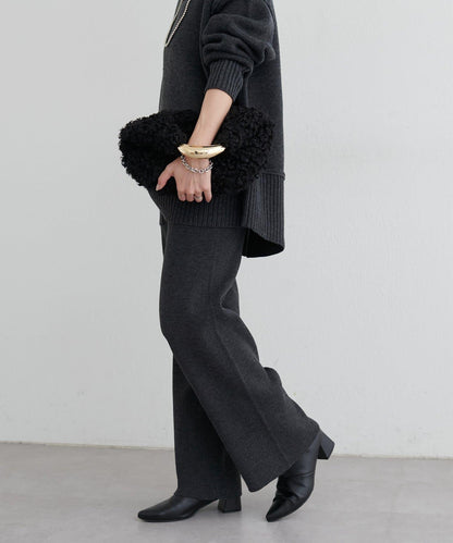 羊絨觸感羅紋針織褲