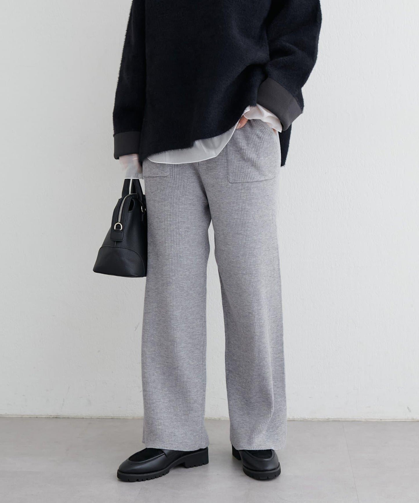 羊絨觸感羅紋針織褲