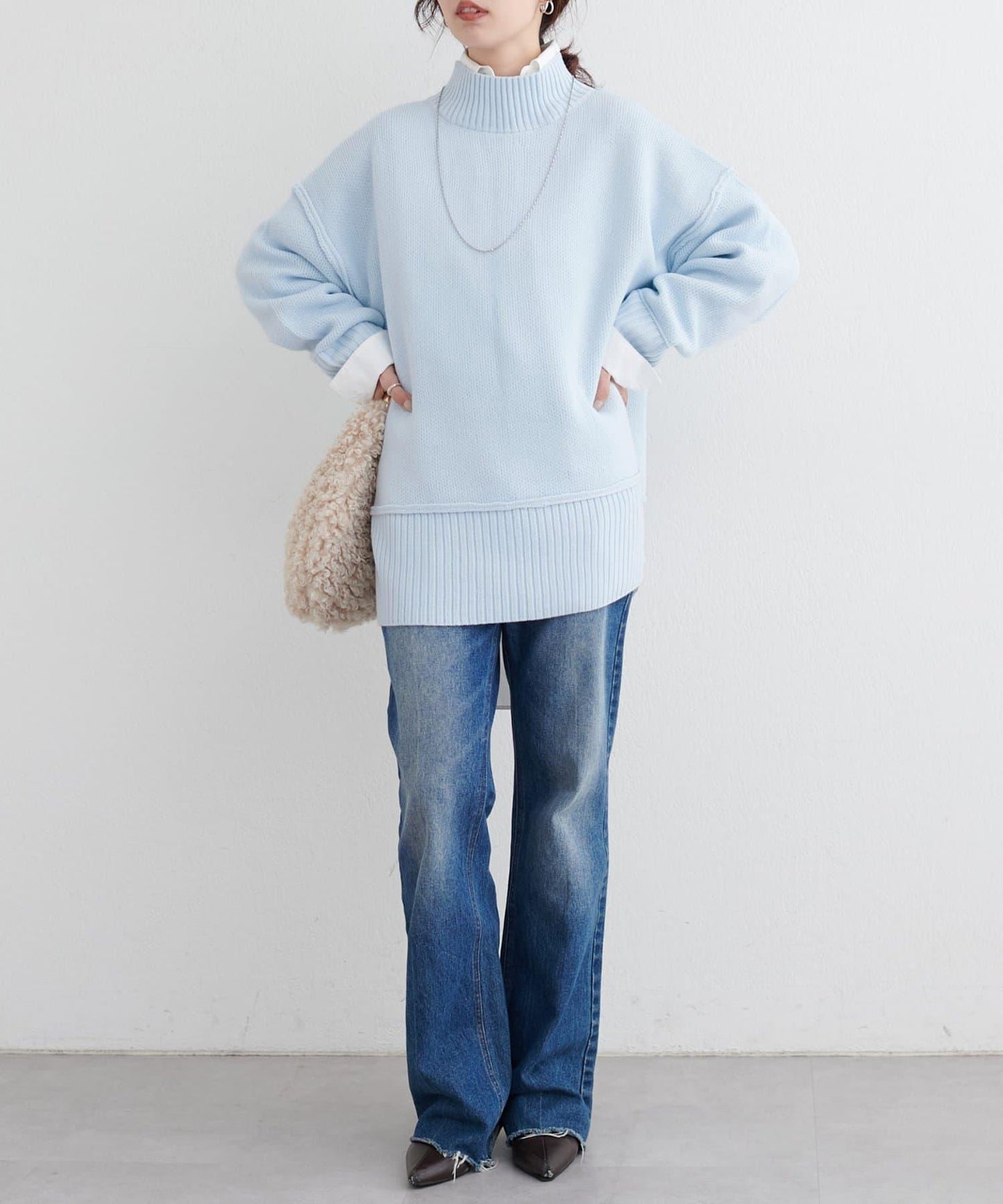 羊絨觸感雙面提花針織套頭衫