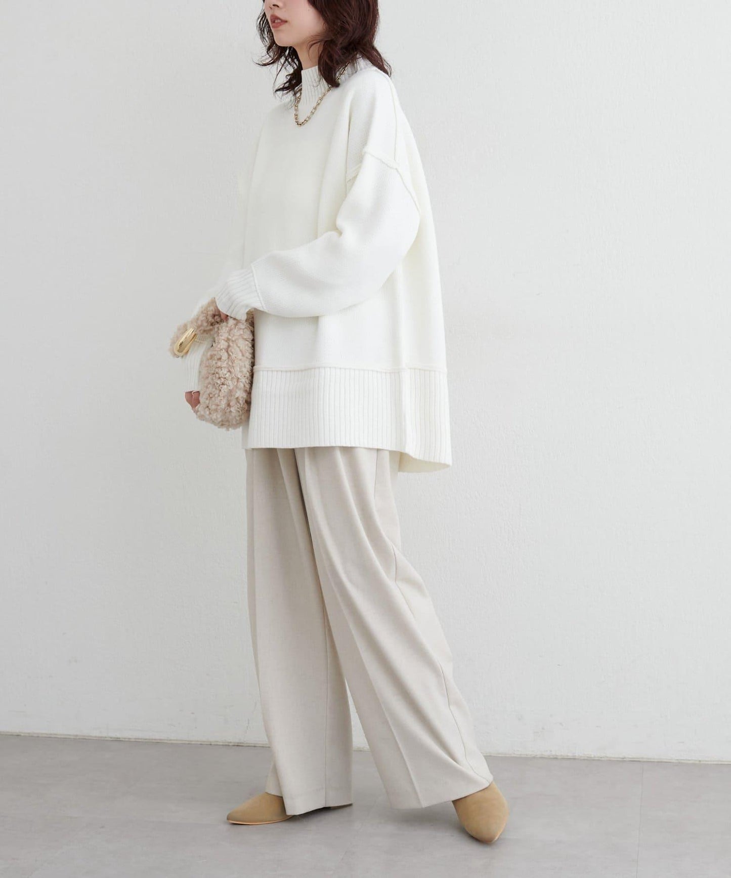 羊絨觸感雙面提花針織套頭衫