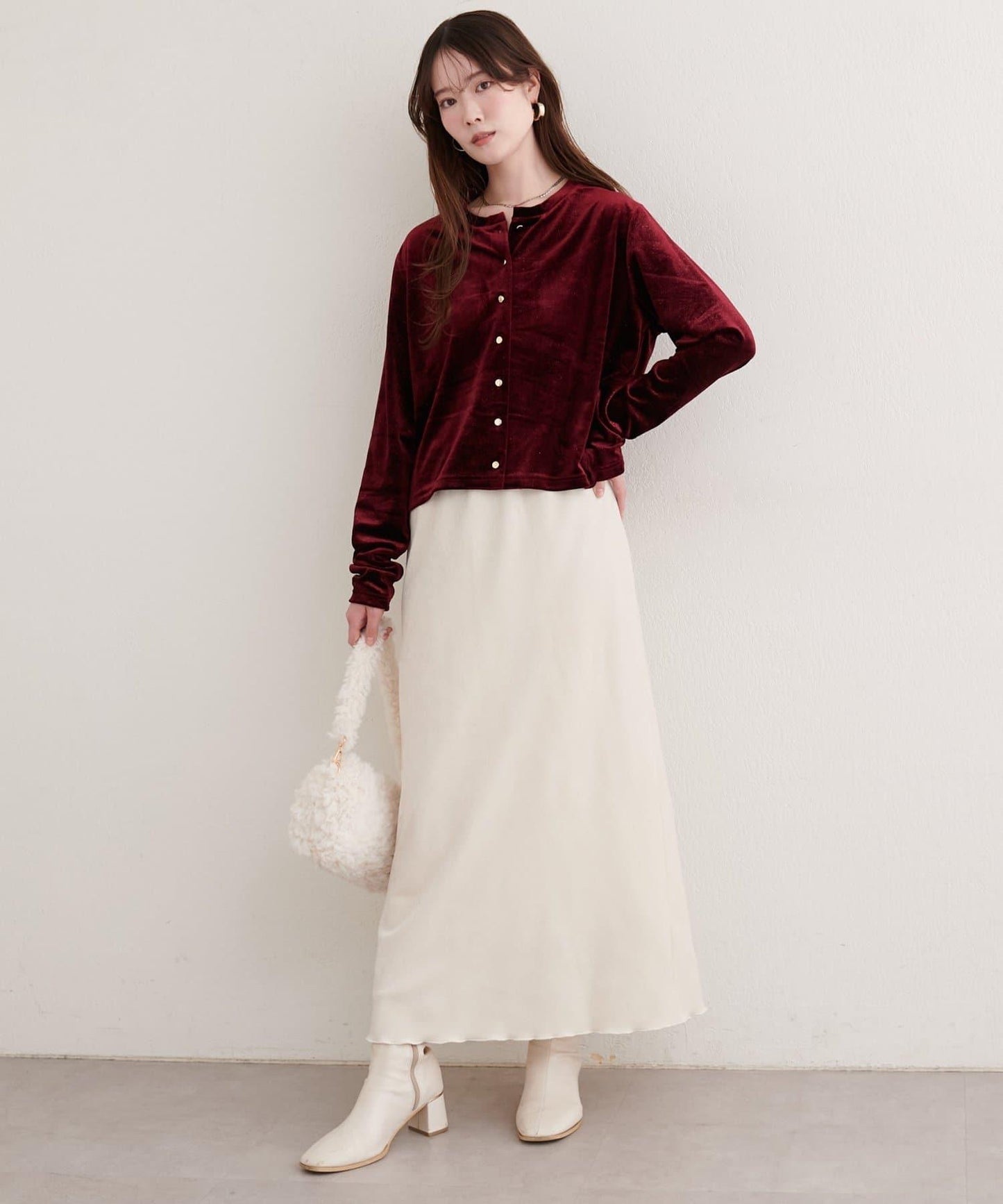 亮片天鵝絨圓領開衫