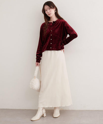 亮片天鵝絨圓領開衫