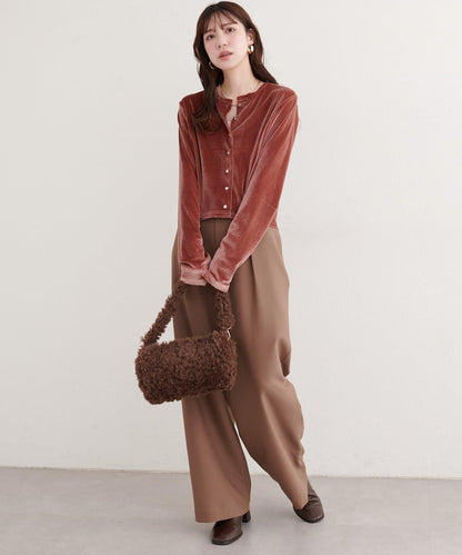 亮片天鵝絨圓領開衫