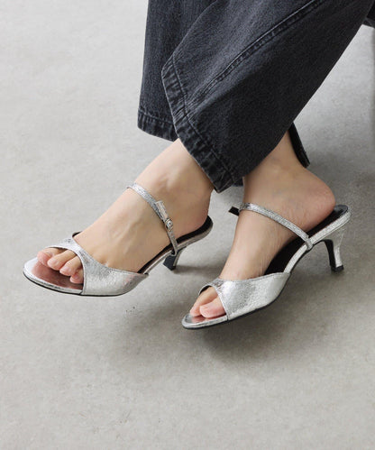 【PAPILLONNER/パピヨネ】金屬質感圓頭涼鞋