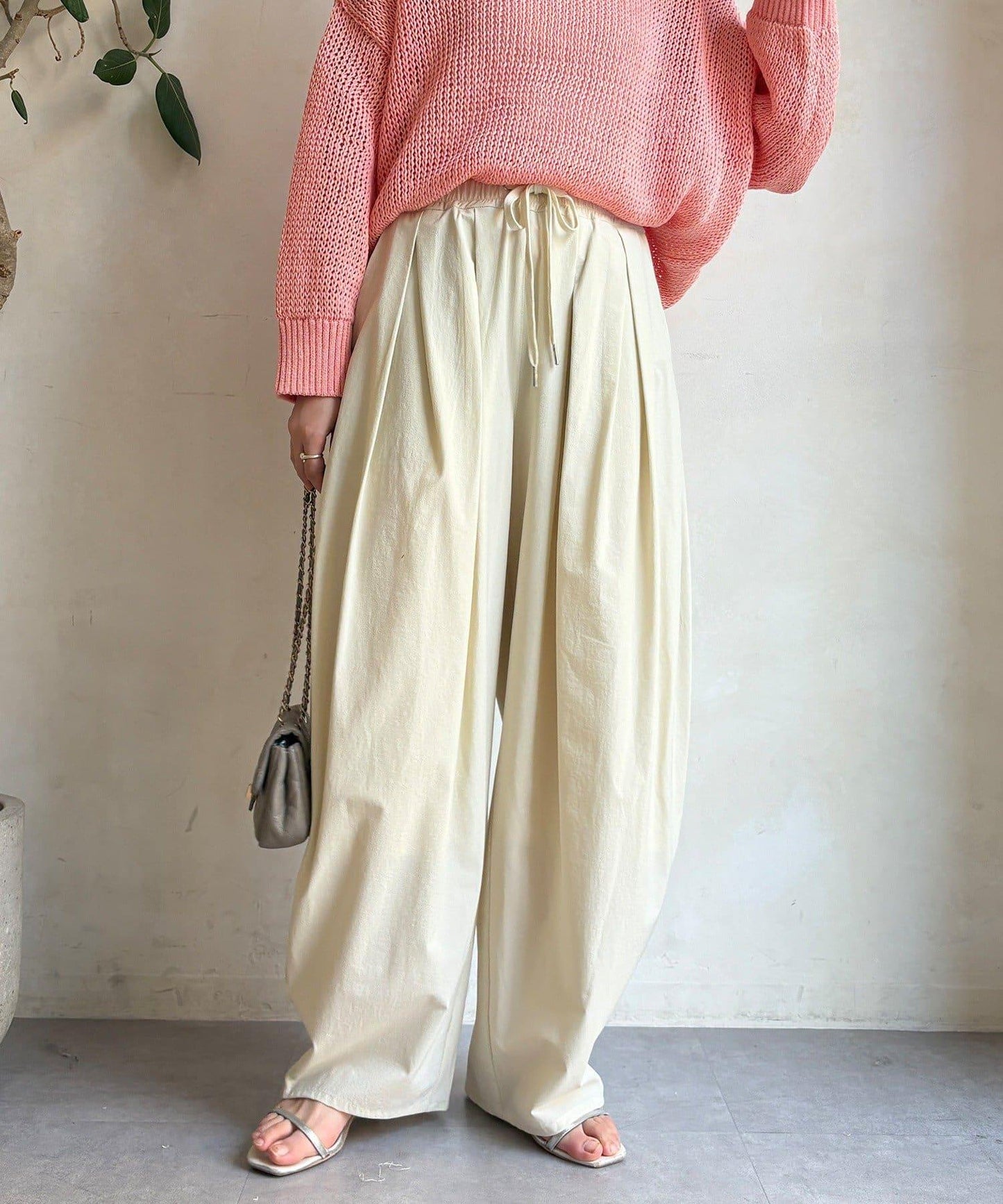 尼龍彈力褶皺束口褲