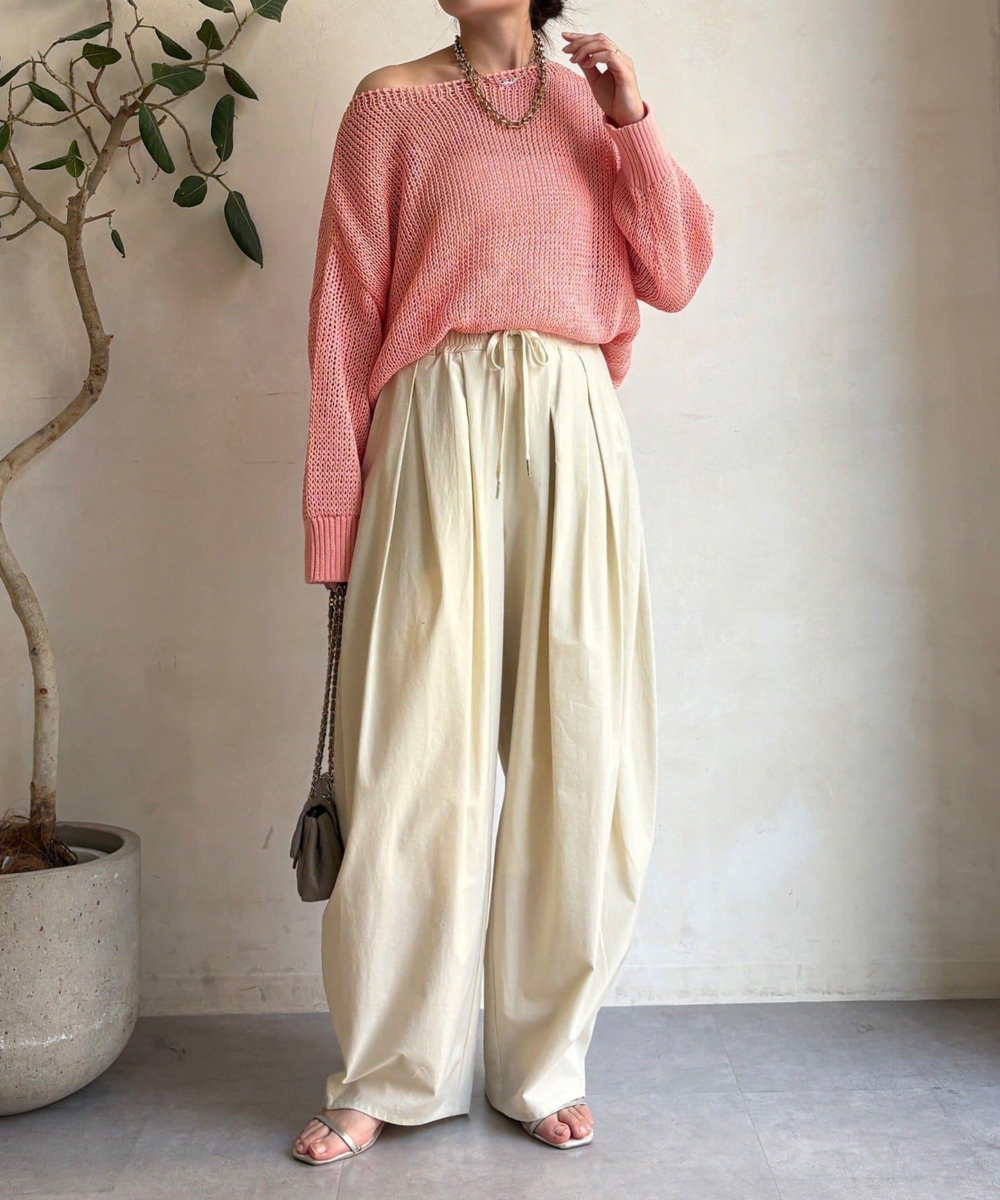 尼龍彈力褶皺束口褲