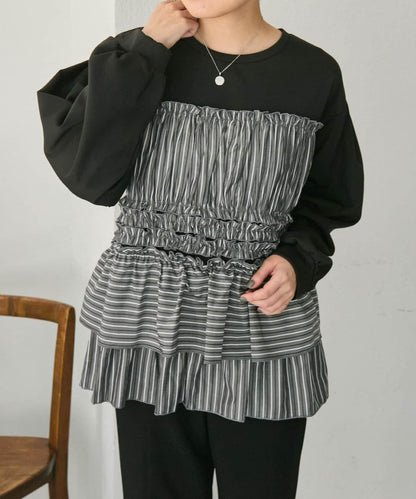 拼接荷葉邊襯衫衛衣【SUM1 STYLE(スミスタイル)】