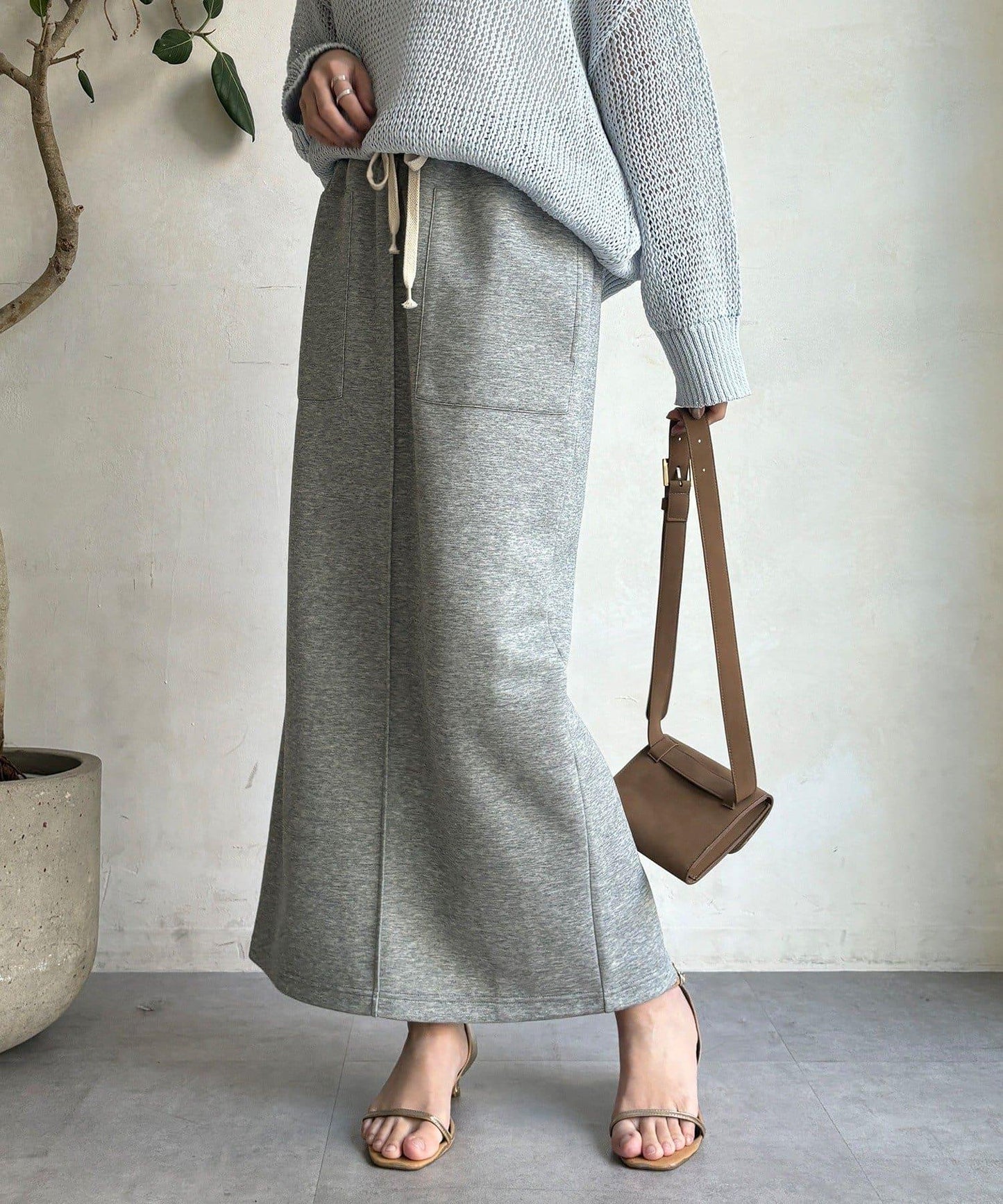 棉質箱型修身半身裙