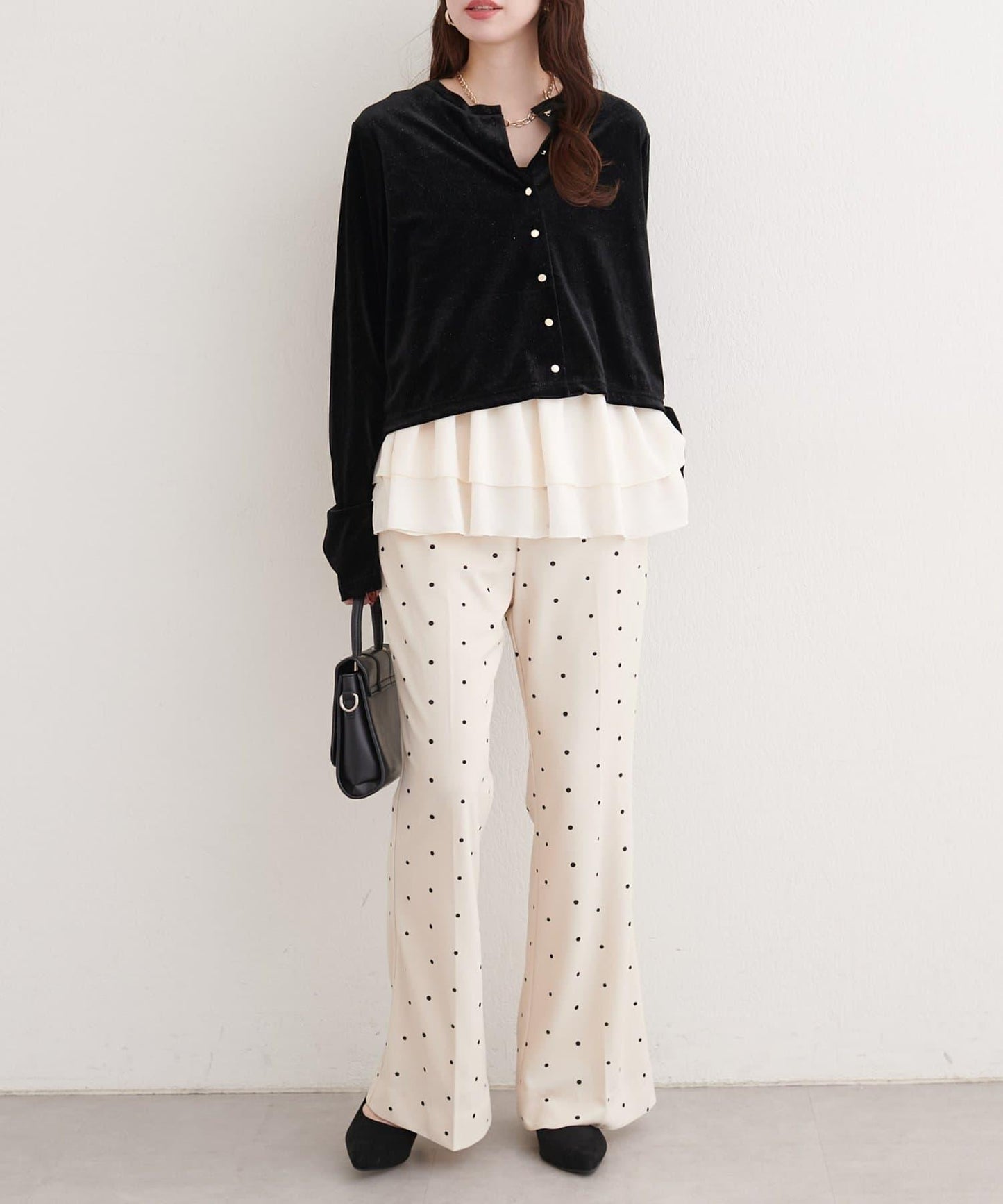 亮片天鵝絨圓領開衫