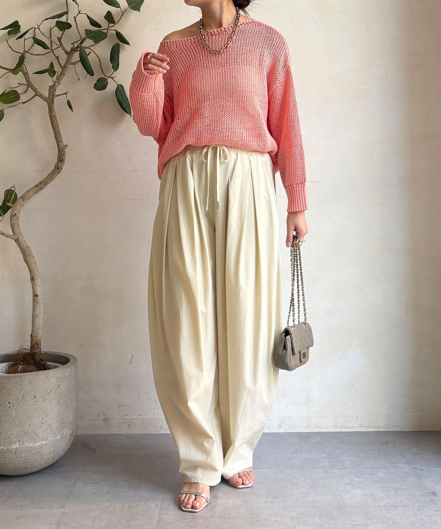 尼龍彈力褶皺束口褲