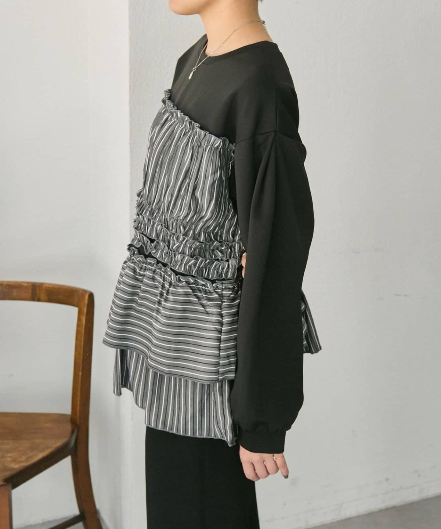 拼接荷葉邊襯衫衛衣【SUM1 STYLE(スミスタイル)】