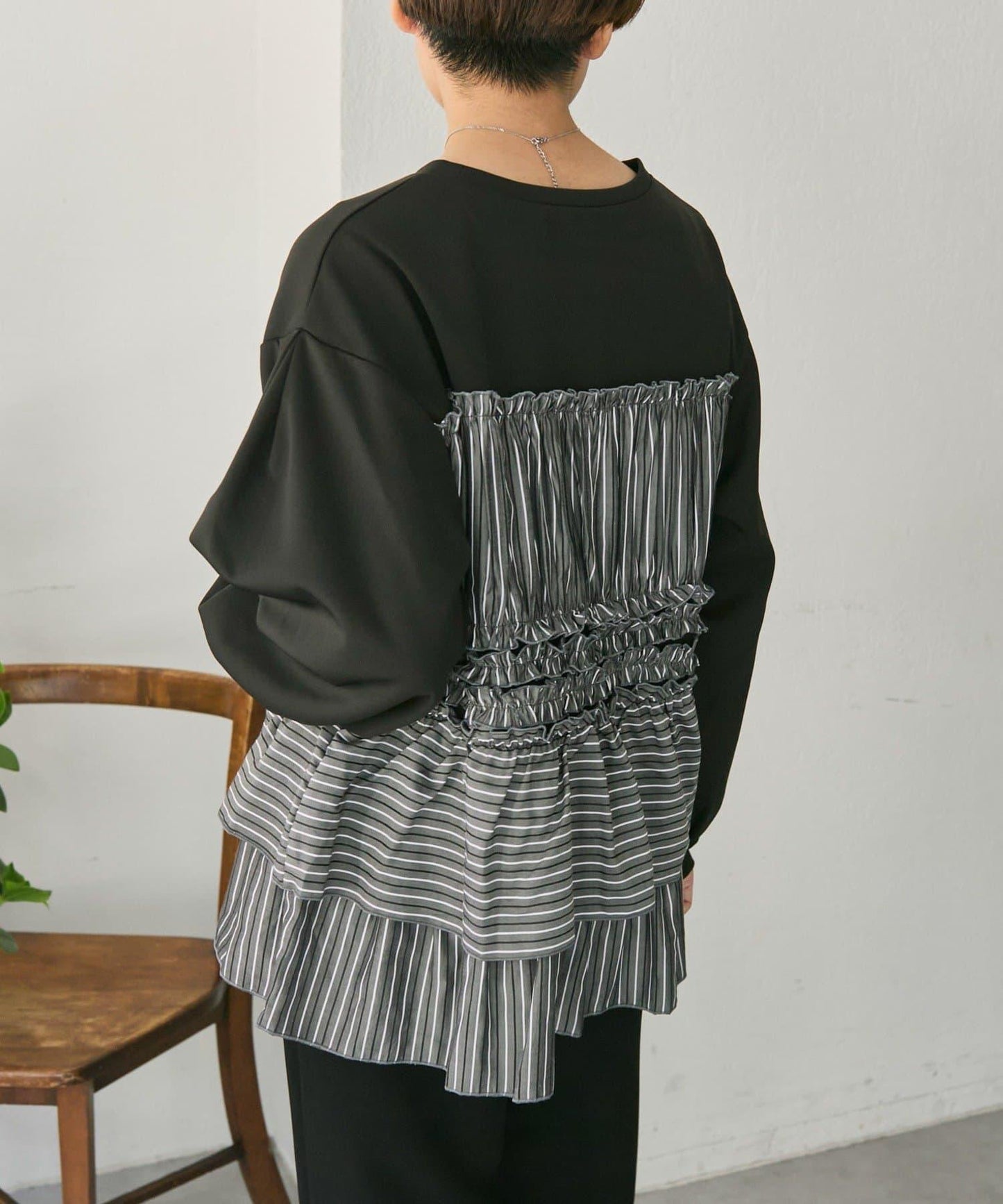 拼接荷葉邊襯衫衛衣【SUM1 STYLE(スミスタイル)】