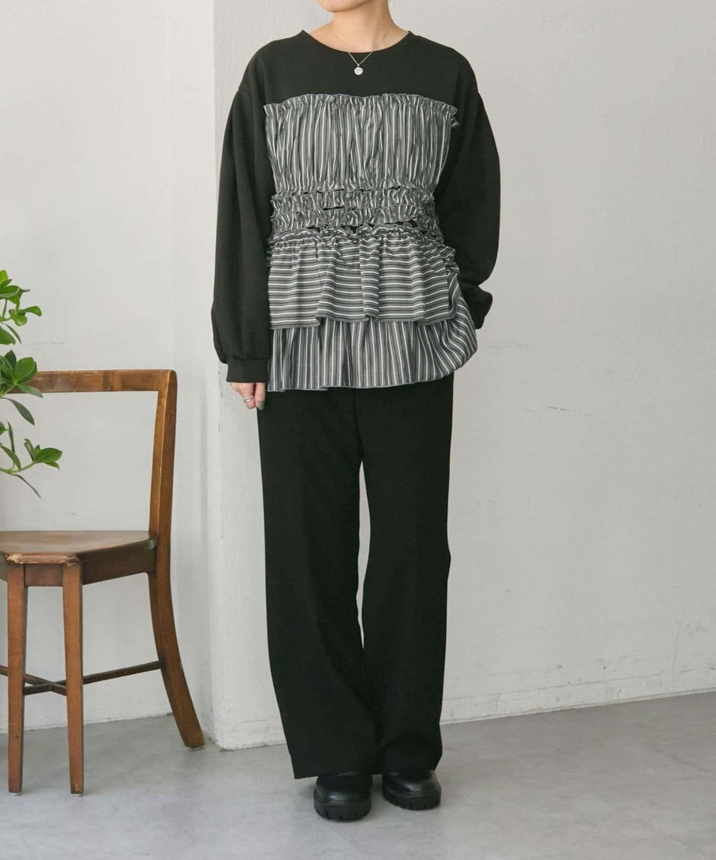 拼接荷葉邊襯衫衛衣【SUM1 STYLE(スミスタイル)】