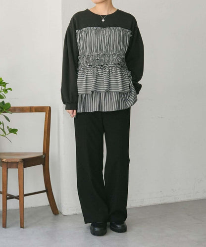 拼接荷葉邊襯衫衛衣【SUM1 STYLE(スミスタイル)】