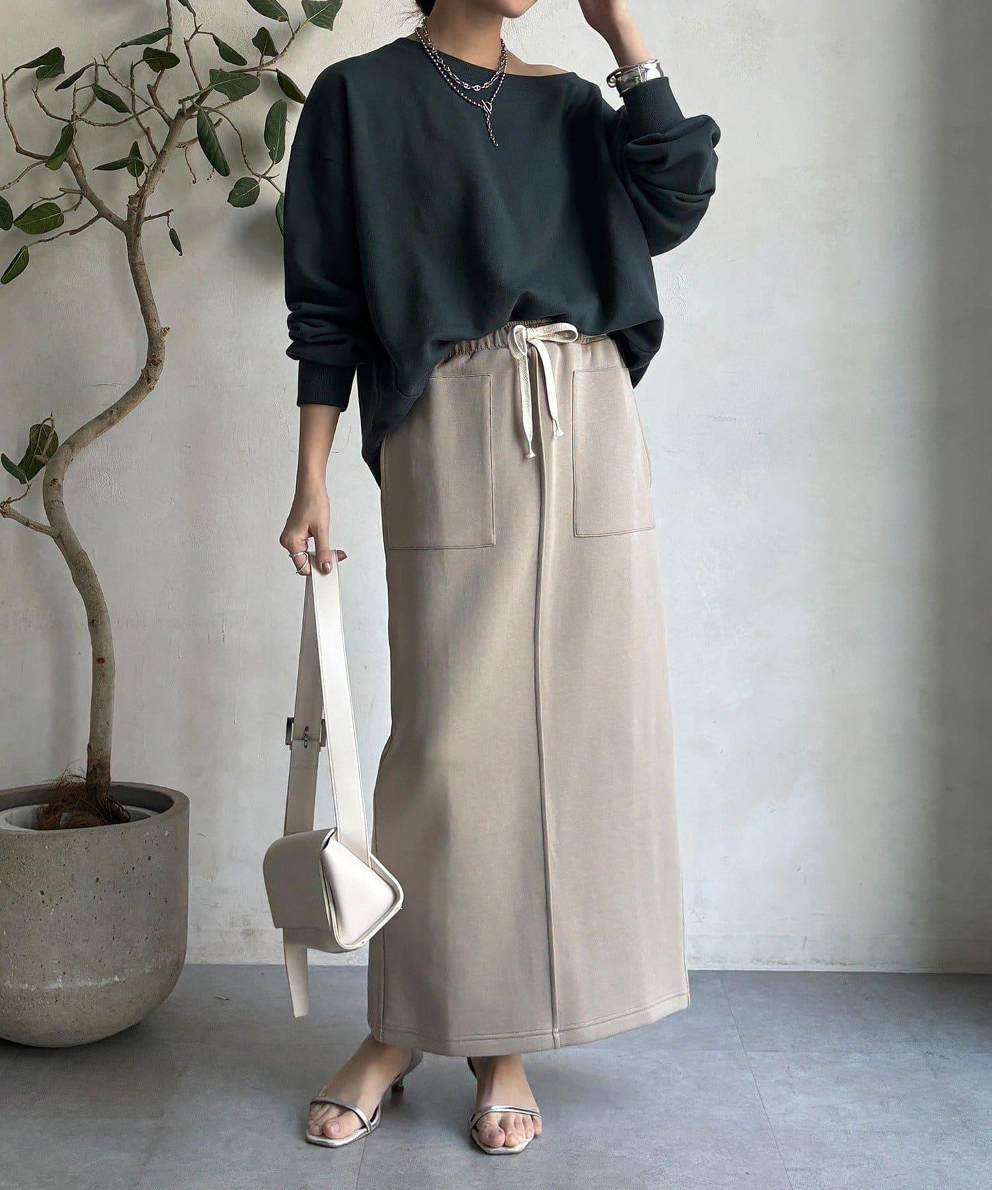 棉質箱型修身半身裙