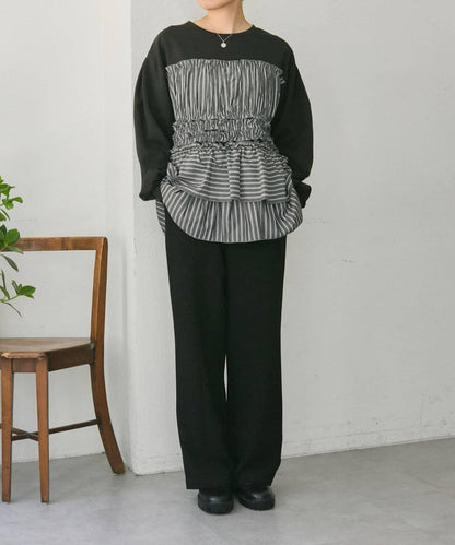 拼接荷葉邊襯衫衛衣【SUM1 STYLE(スミスタイル)】