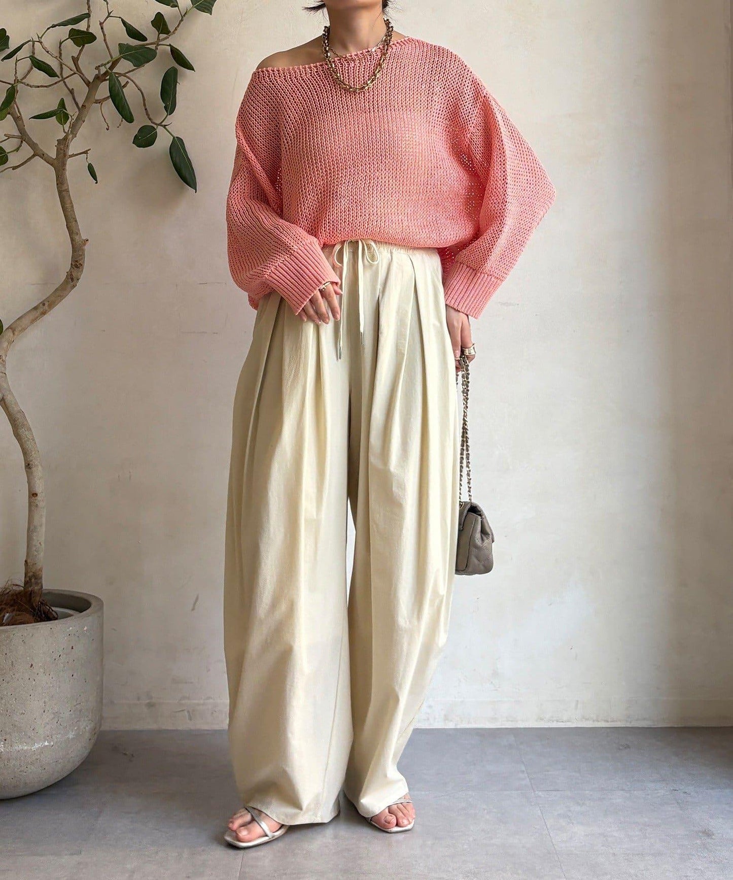 尼龍彈力褶皺束口褲