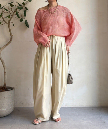 尼龍彈力褶皺束口褲