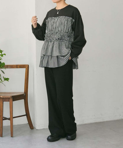 拼接荷葉邊襯衫衛衣【SUM1 STYLE(スミスタイル)】