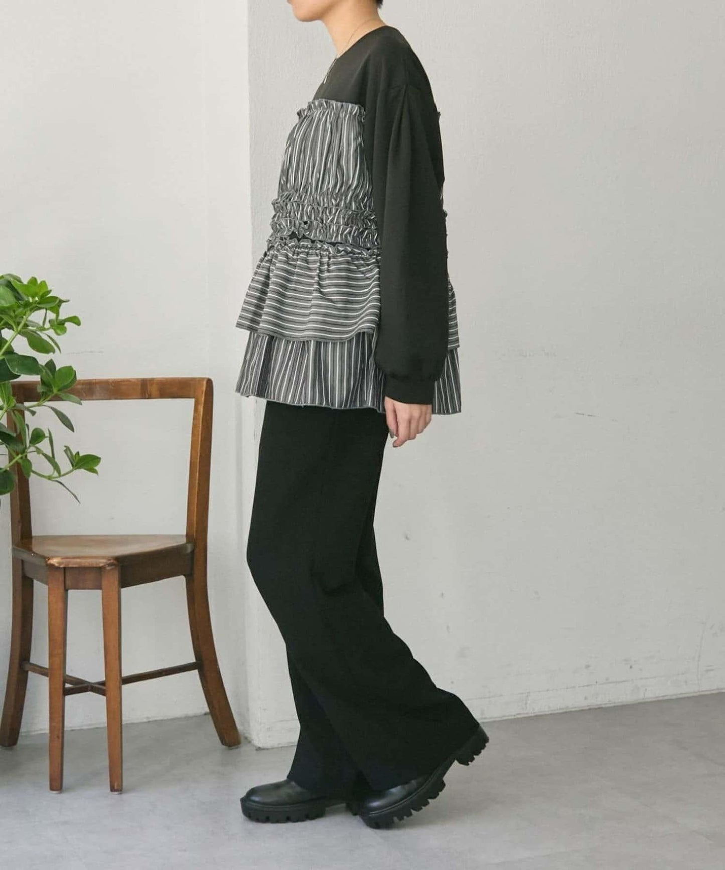 拼接荷葉邊襯衫衛衣【SUM1 STYLE(スミスタイル)】