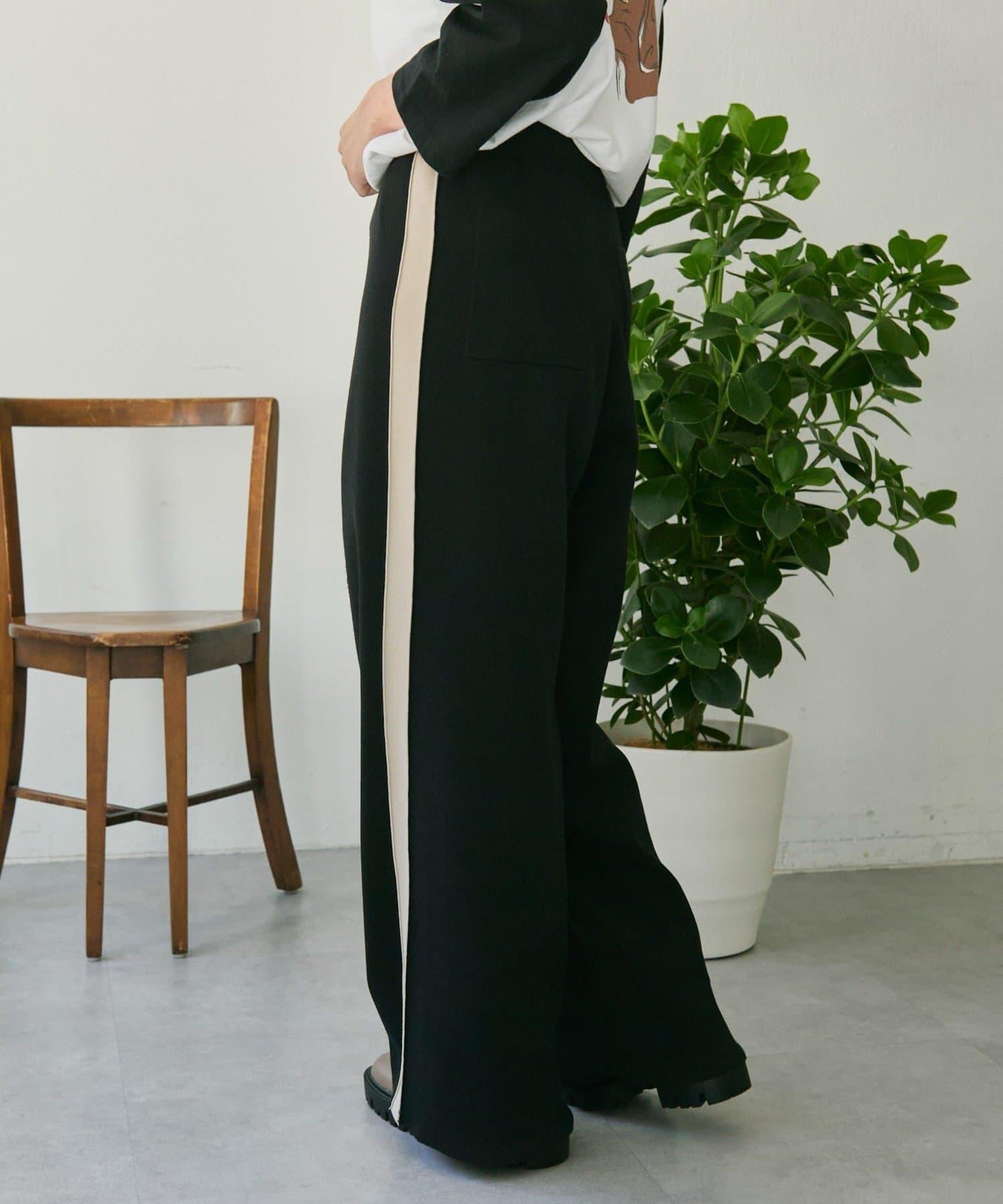 《ウエスト総ゴム/リラックス》針織休閒長褲【SUM1 STYLE(スミスタイル)】