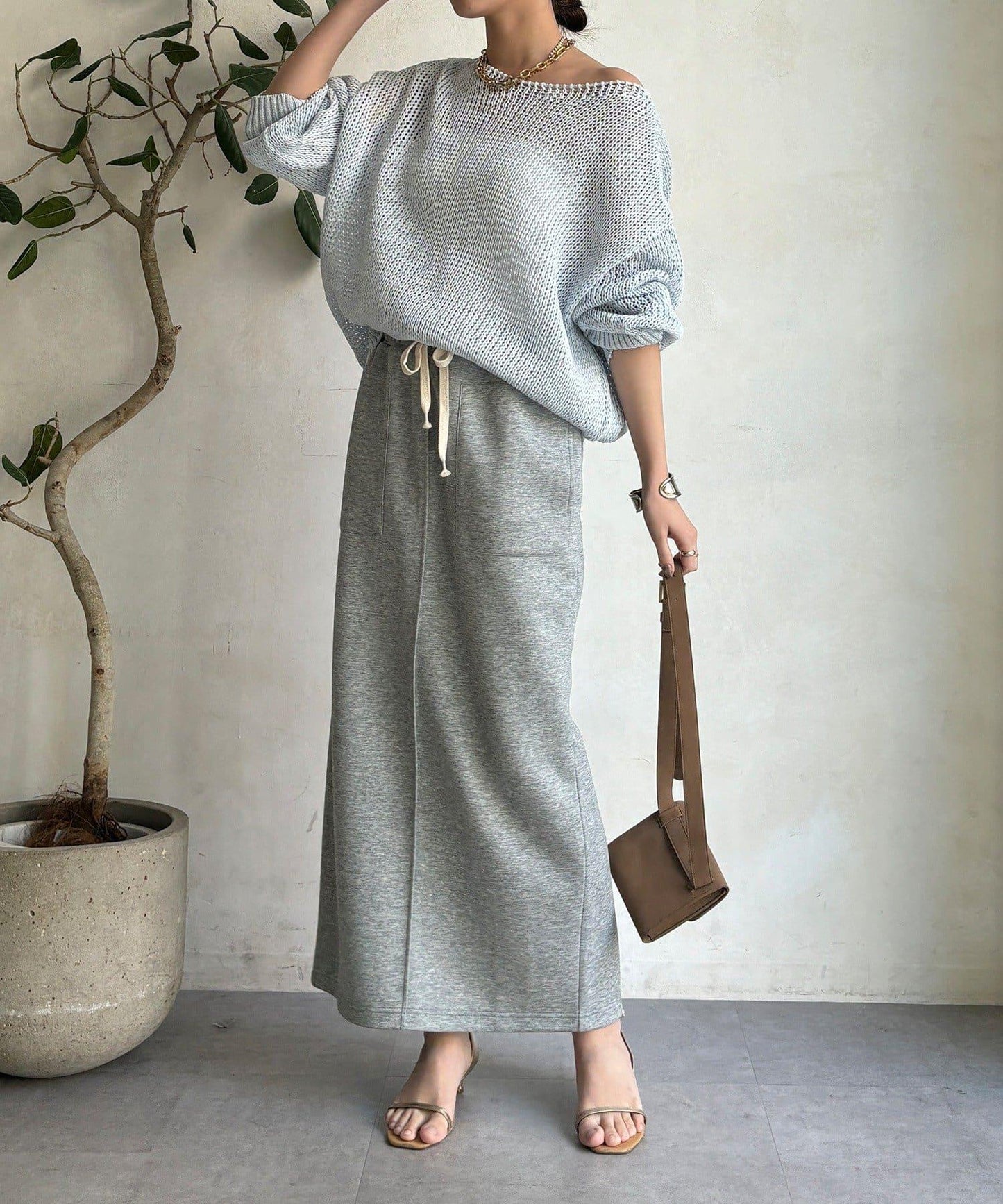 棉質箱型修身半身裙